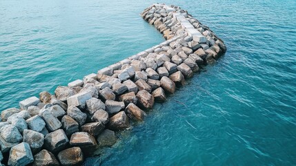 Fototapeta premium a breakwater being constructed, symbolizing engineering and human intervention in nature