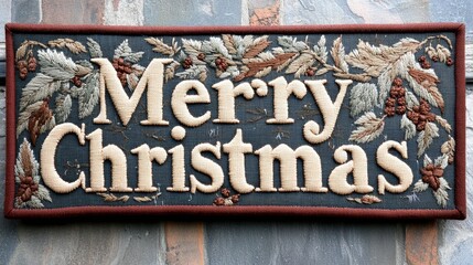 Obraz premium Rustic christmas sign on wooden wall festive holiday decoration for home decor