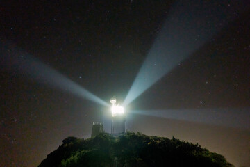 灯台と星空の風景（日本国愛媛県伊方町にある佐田岬灯台）