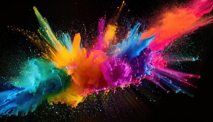 Vivid Color Explosion. Burst of Multicolored Paint in Motion Capturing Creative Energy, Perfect for Abstract Concepts in Art, Design, Innovation, or Dynamic Advertising Campaigns