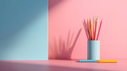 Colorful Pencils in Modern Office Setting