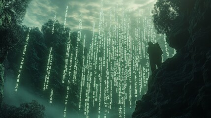 Ethereal Forest Shrouded in Digital Mist