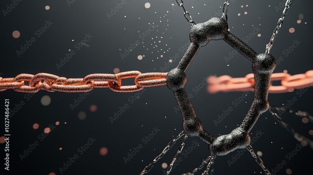 Aufkleber abstract molecular structure with chains and particles