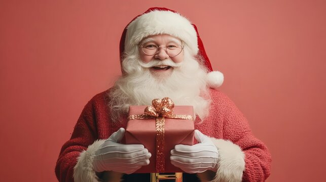 Show Santas nonchalant gesture with an improvisational gift