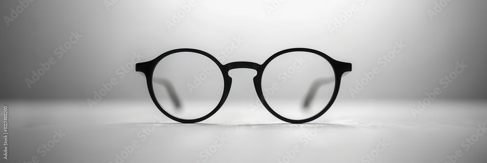 Aufkleber a pair of round black eyeglasses sits neatly on a minimalist surface, showcasing their design and su