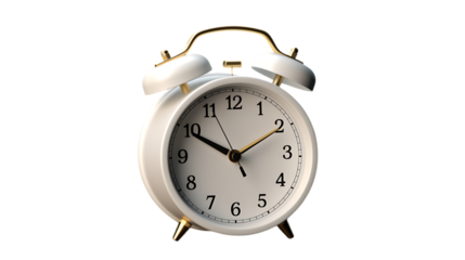 Classic Bedside Alarm Clock: A timeless design featuring a vintage-style alarm clock, perfect for bedside use. Available in PNG format with a transparent backdrop for versatile display.
