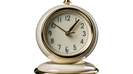 Classic Bedside Alarm Clock: A timeless design featuring a vintage-style alarm clock, perfect for bedside use. Available in PNG format with a transparent backdrop for versatile display.