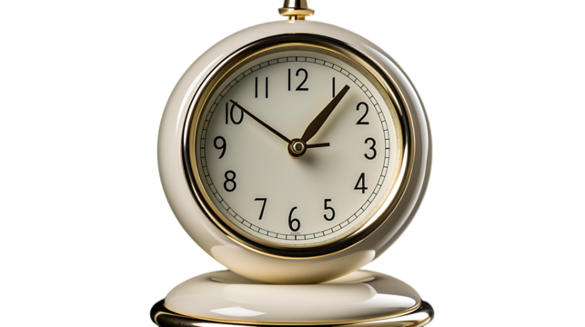 Classic Bedside Alarm Clock: A timeless design featuring a vintage-style alarm clock, perfect for bedside use. Available in PNG format with a transparent backdrop for versatile display.