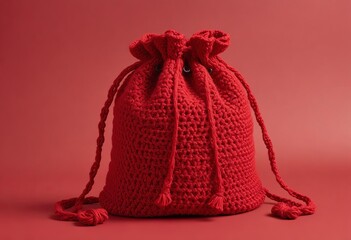 Red pouch isolated with red background