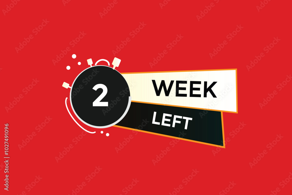 Wall mural 2 week left, icon, stile, timer, countdown, clock, time, background, template, 2 week left countdown