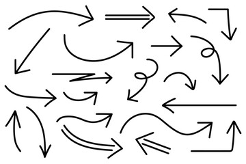 Hand drawn black arrow vector set