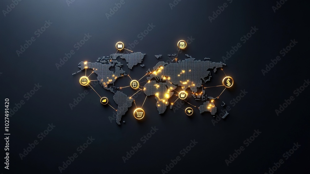 Poster global network connection visualization concept
