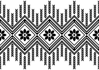  Geometric ethnic images are beautiful, background
 black and white seamless pattern.