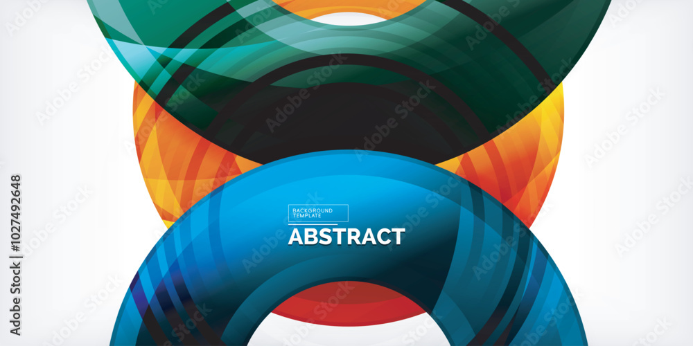Poster Bright colorful circles with light effects. Abstract background