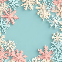 Obraz premium Colorful Festive Snowflake Pattern Background with Flat Design
