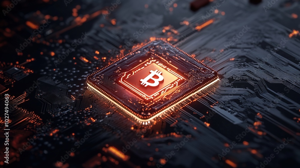 Poster bitcoin circuit board technology concept image