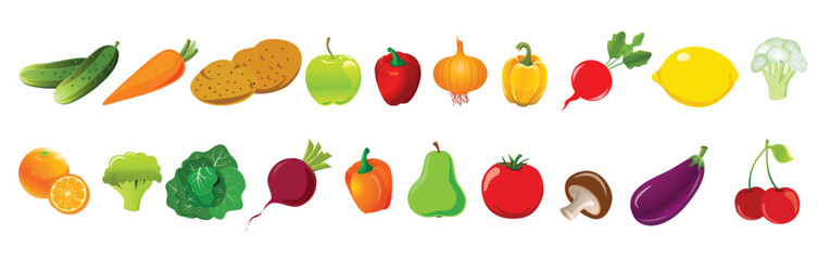 Set of fruit and vegetables