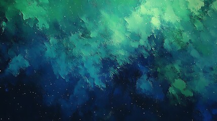 Obraz premium Abstract green and blue watercolor background with white speckles.