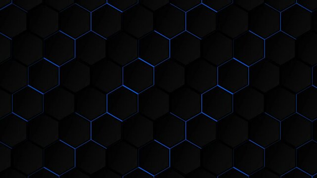 abstract background dark blue neon hexagon gradient pattern video
