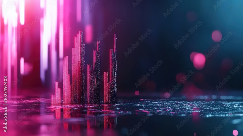 Poster vibrant neon visualization of data and insights