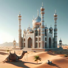 A mosque on a desert area