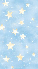 Watercolor Tiny Stars on Pastel Blue Background