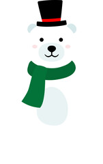 Cute christmas polar bear icon vector.
Cute white polar bear flat illustration.
