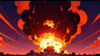 anime atomic blast background wallpaper, animation style manga