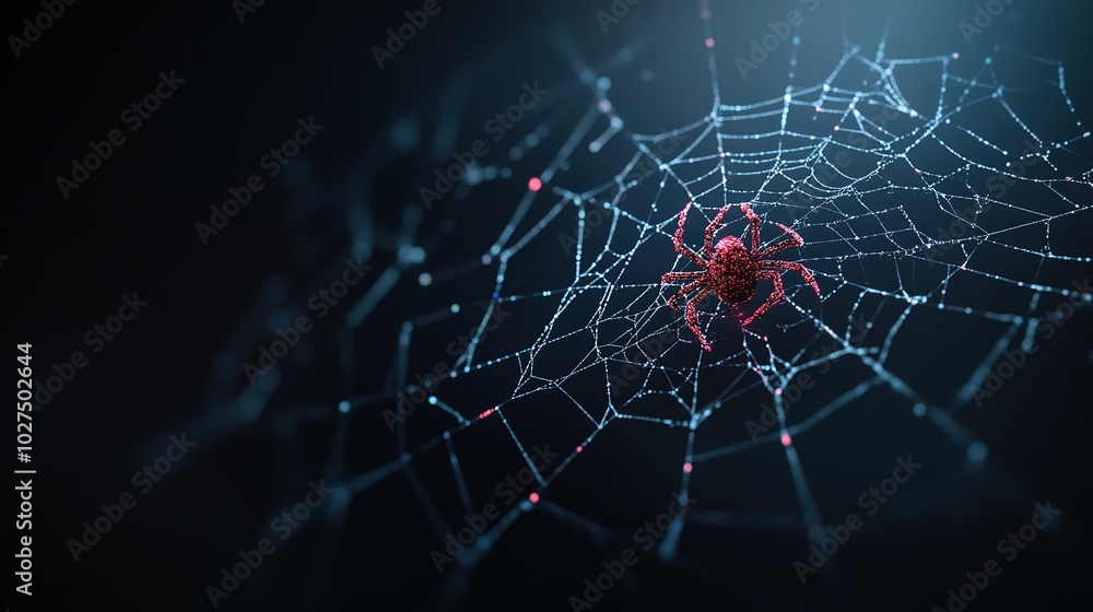Poster spider in a web with glowing effect
