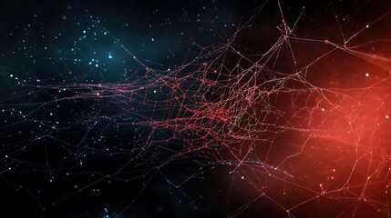 Abstract Digital Web with Striking Colors and Lights