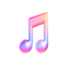 Colorful music note icon, white isolated background