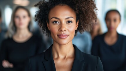 Obraz premium Businesswoman advocating for diversity, featuring a leader promoting inclusivity, equal opportunities, and diversity in the workplace, 
