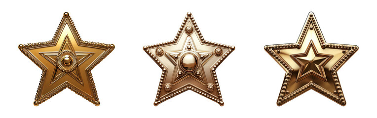 Isolated Golden Stars on Transparent Background