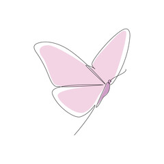 butterfly continuous line color design. poem element continuous line illustration. vector lineart. monoline asset.