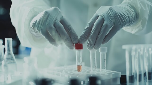 Scientists in a pharmaceutical lab developing advanced medical devices with cutting-edge technology