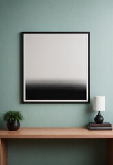 A modern living room interior design mock-up template with an empty poster frame on a wall 3d illustration, interior design mock-up image.
