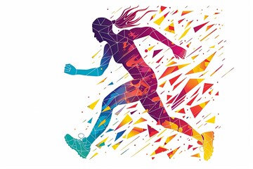Abstract colorful illustration of a woman running.