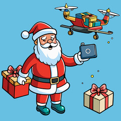 santa claus with gift boxes