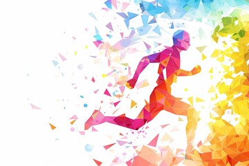 Colorful abstract runner silhouette in geometric style.
