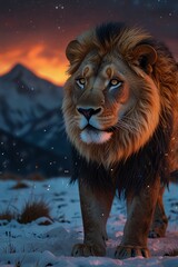 Fototapeta premium lion in the night