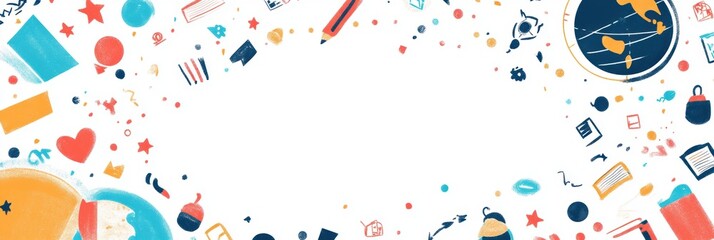 Obraz premium Colorful Doodle Background with Globe for Education and Travel Design