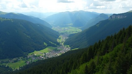 Obraz premium Widok z lotu ptaka na góry Jury Szwajcarskiej z bujnymi lasami, wioskami i polami uprawnymi