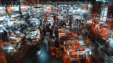 Blurred City Market Hustle and Bustle