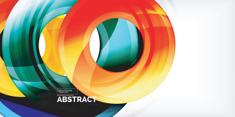 Fototapeta premium Bright colorful circles with light effects. Abstract background