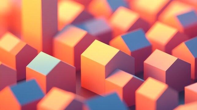 Fototapeta Abstract Geometric Cubes in Vibrant Colors