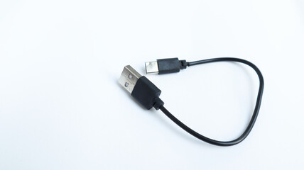 USB and Type-C cable, on white background
