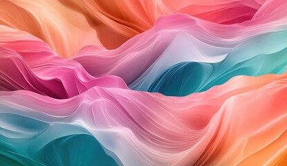 Obraz premium Vibrant abstract waves of pink and blue colors flowing harmoniously