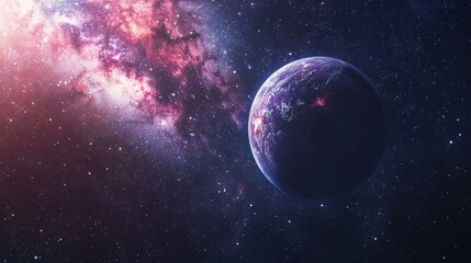 Obraz premium Stunning Cosmic Landscape with Planet and Nebula