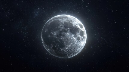 Fototapeta premium Moon in Dark Sky with Clear Stars Above