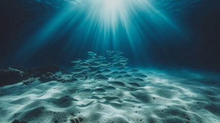 Enchanting Underwater Oasis: Sunlight Cascades Through Azure Waters